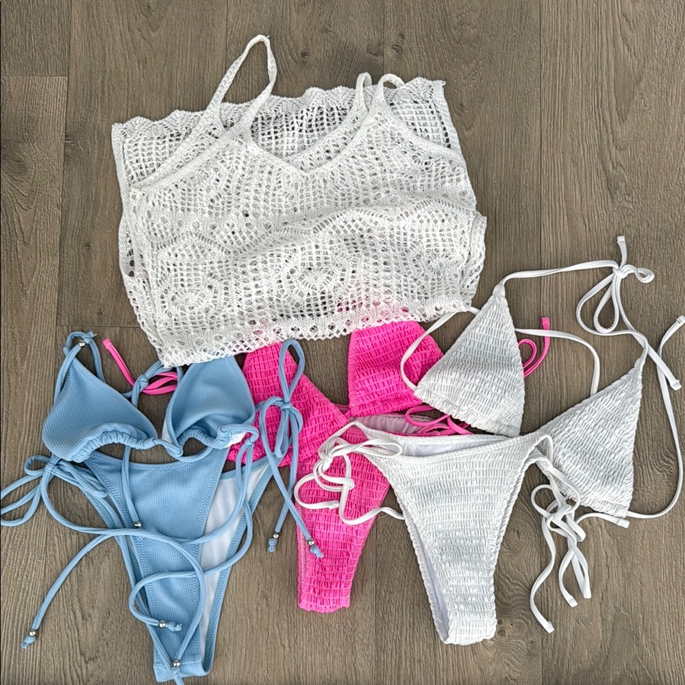 SHEIN bikini and crochet coverup bundle